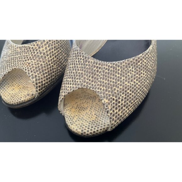 RALPH LAUREN PURPLE COLLECTION LIZARD D'ORSAY PEEP TOE HEELS 37 - Picture 3 of 10